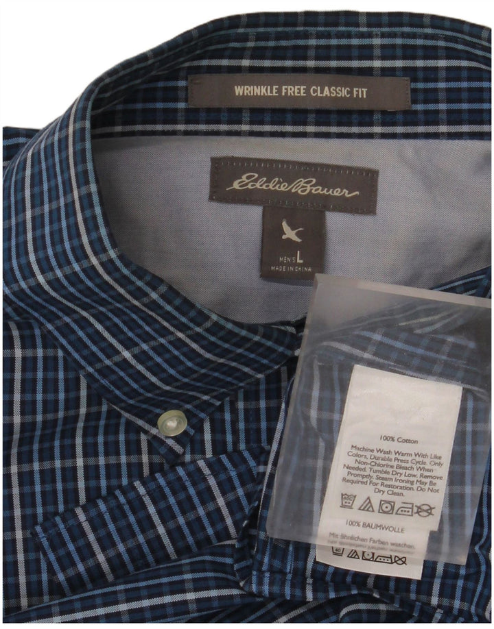 Eddie Bauer Ανδρικό πουκάμισο Classic Fit Large Blue Check Cotton