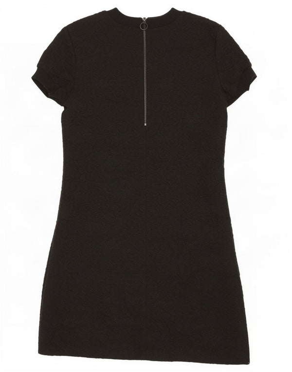 Zara γυναικείο κοντομάνικο βασικό φόρεμα UK 10 Small Black Paisley Polyester