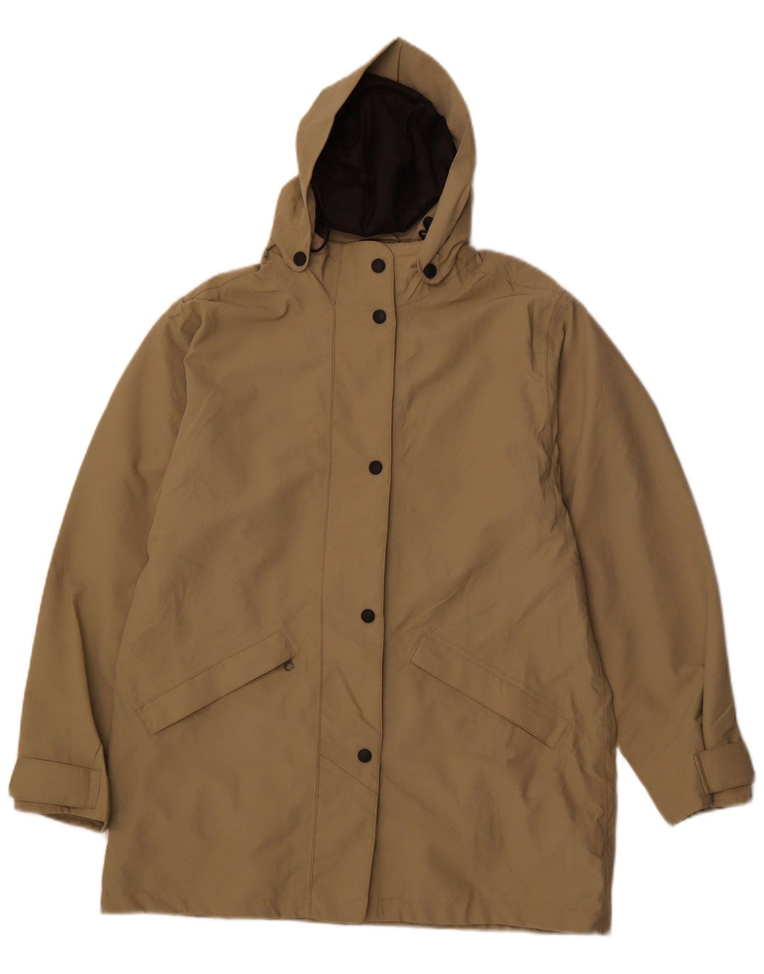 ROHAN Womens Hooded Rain Jacket UK 14 Medium Beige Polyamide