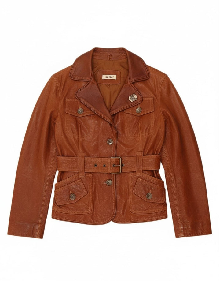 KOCCA Γυναικείο Δερμάτινο Μπουφάν UK 10 Small Brown Δερμάτινο