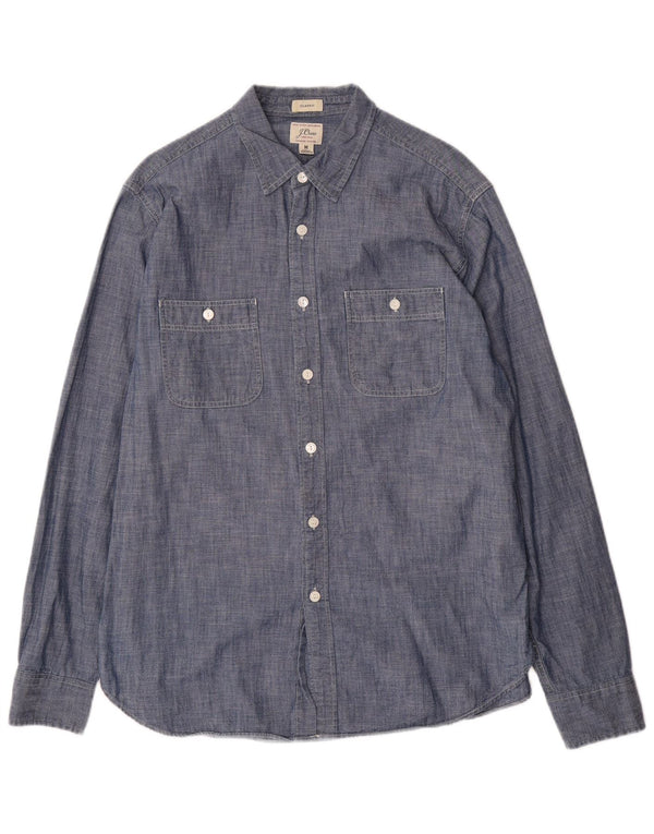 J. CREW Mens Classic Denim Shirt Medium Blue Cotton