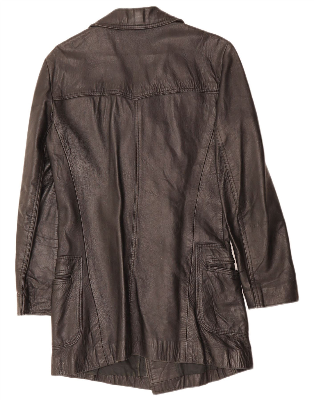 VINTAGE Ανδρικό Δερμάτινο Παλτό UK 10 Small Black