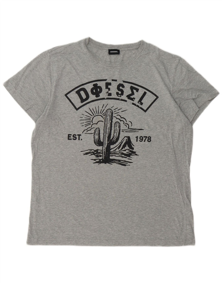 Ανδρικό γραφικό T-Shirt DIESEL Top XL Γκρι βαμβακερό