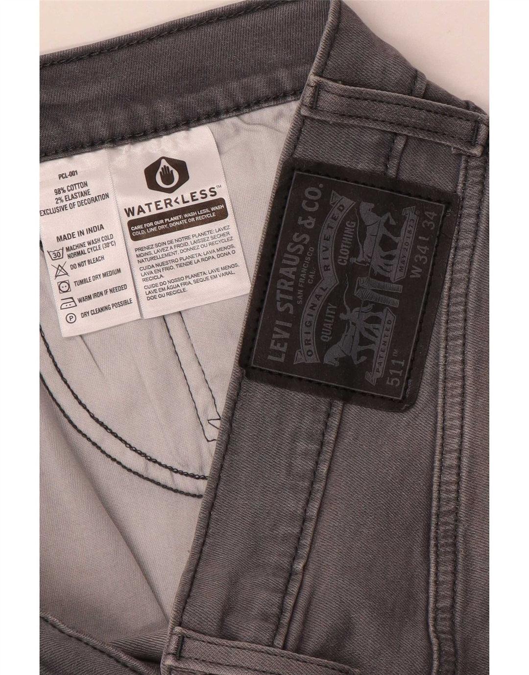 Ανδρικό τζιν Levi's Slim W34 L30 Γκρι βαμβακερό
