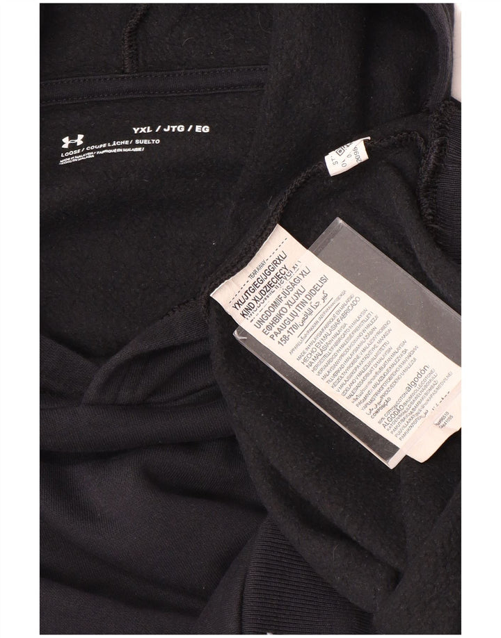 UNDER Armour Boys Hoodie Jumper 13-14 Years XL Μαύρο βαμβακερό