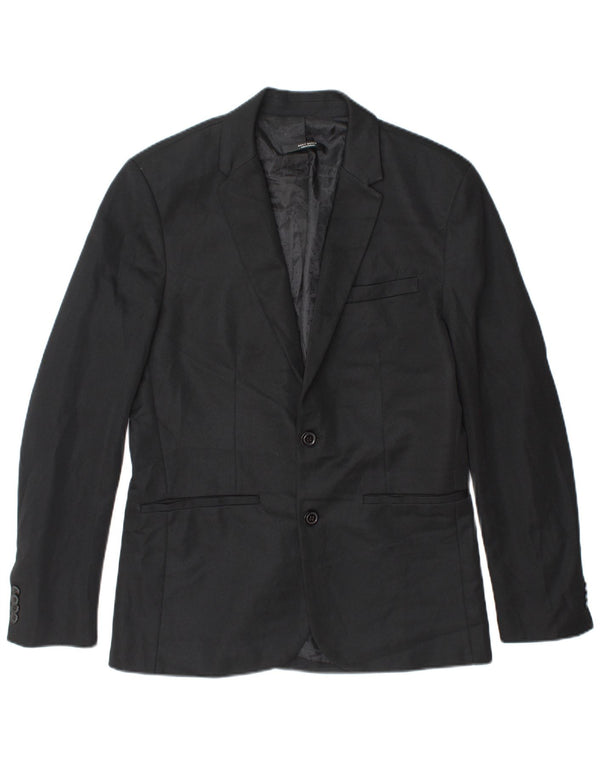 Zara Ανδρικό σακάκι blazer 2 κουμπιών UK 40 μεγάλο μαύρο πολυεστέρα