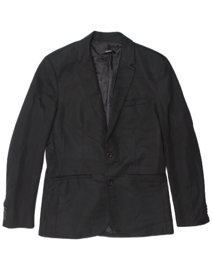 Zara Ανδρικό σακάκι blazer 2 κουμπιών UK 40 μεγάλο μαύρο πολυεστέρα