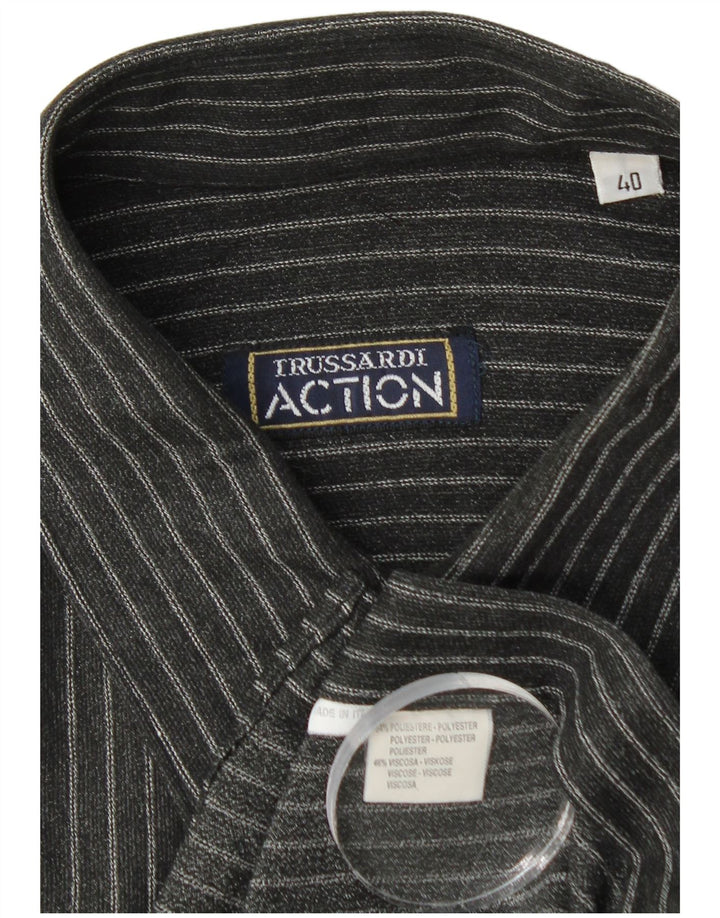 Ανδρικό πουκάμισο Trussardi, Μέγεθος 40, Πολυεστέρας μεσαίου μαύρου ρίγες