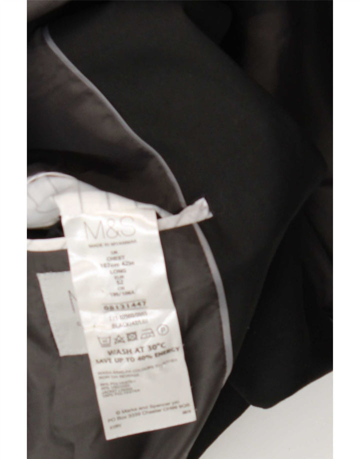 Marks & Spencer Ανδρικό Μακρύ Σακάκι με 2 Κουμπιά UK 42 Large Black