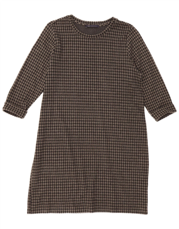 Marks & Spencer Γυναικείο φόρεμα 3/4 μανίκι Shift UK 16 Large Grey Gingham