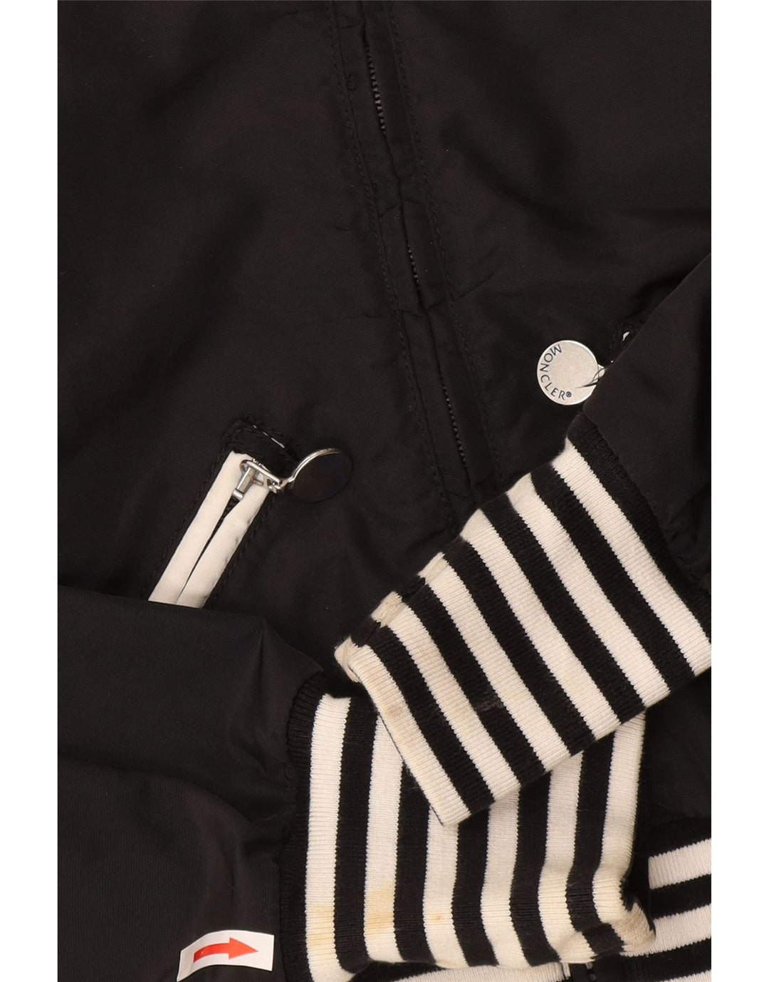 Moncler Girls Crop Bomber Jacket 9-10 Years Μαύρο ριγέ πολυαμίδιο