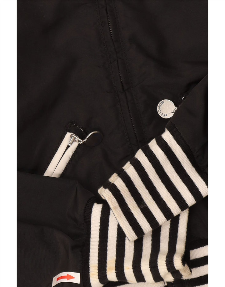 Moncler Girls Crop Bomber Jacket 9-10 Years Μαύρο ριγέ πολυαμίδιο