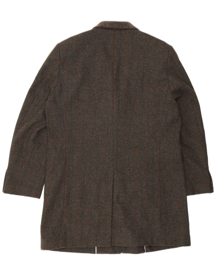 VINTAGE Ανδρικό τζάκετ 3 κουμπιών Longline UK 46 3XL Grey Check