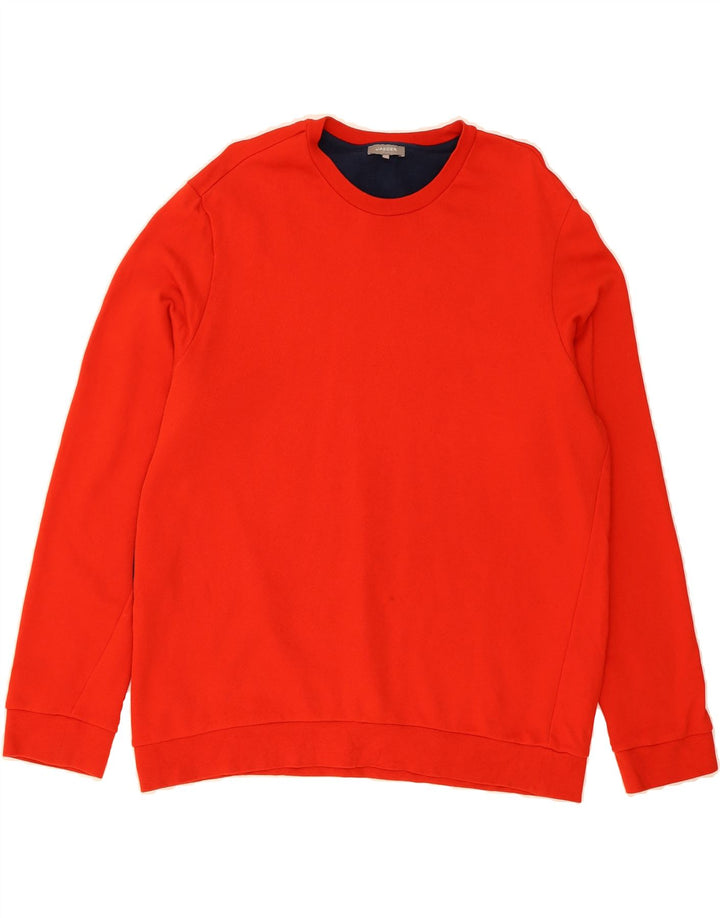 JAEGER Mens Sweatshirt Jumper XL Red Colourblock Cotton Vintage Jaeger and Second-Hand Jaeger from Messina Hembry 