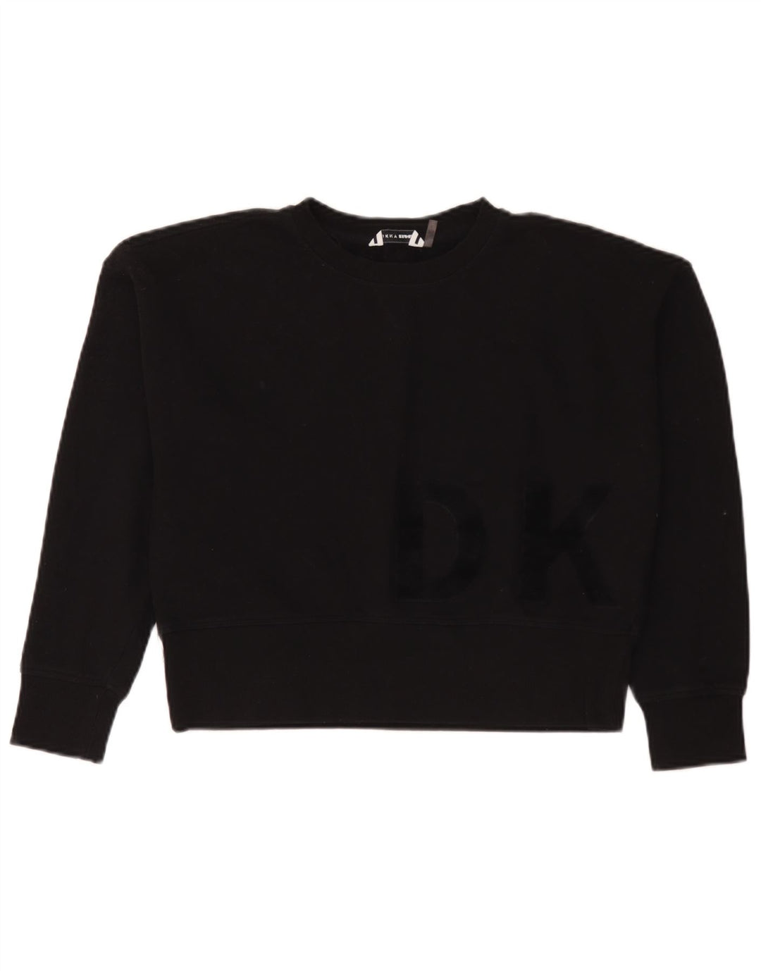 Dkny Γυναικεία υπερμεγέθη Crop γραφική φούτερ Jumper UK 10 Small Black