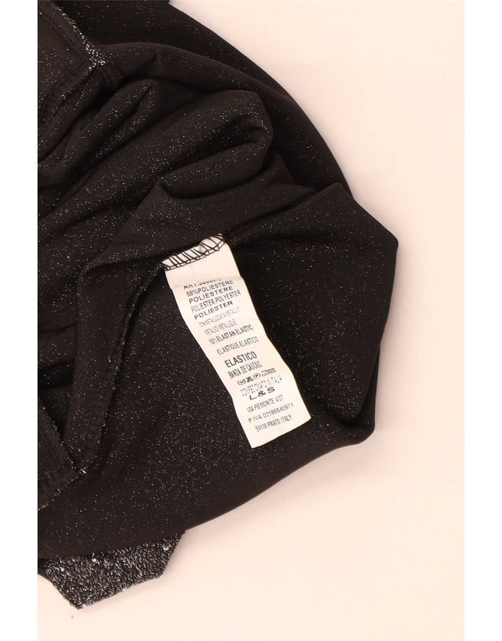 Vintage γυναικείο αμάνικο κορμάκι UK 8 Small Black Flecked Polyester