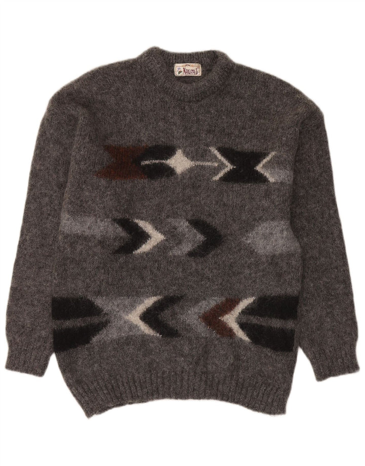 Ανδρικό πουλόβερ Nagpal Crew Neck Jumper Medium Grey Geometric