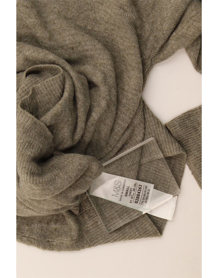 Marks & Spencer Ανδρικό πουλόβερ με λαιμόκοψη με λαιμόκοψη με μικρό ακρυλικό χακί