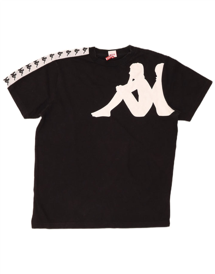 Ανδρικό γραφικό T-Shirt KAPPA Top Medium Black Colorblock Βαμβακερό