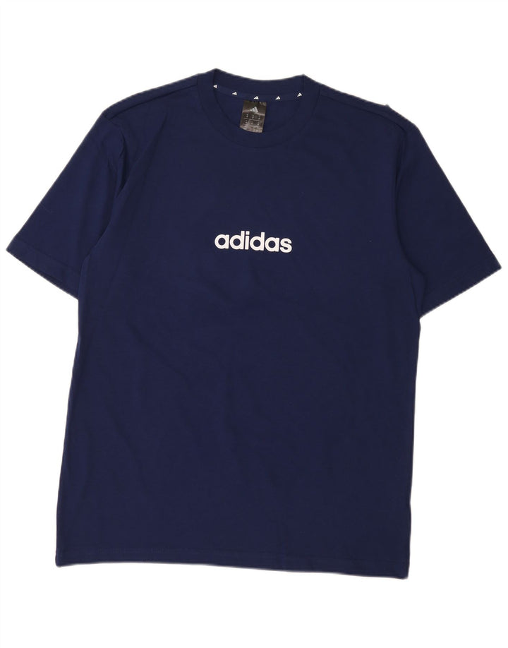 Ανδρικό γραφικό T-Shirt Adidas Top από μεσαίο μπλε ναυτικό βαμβακερό