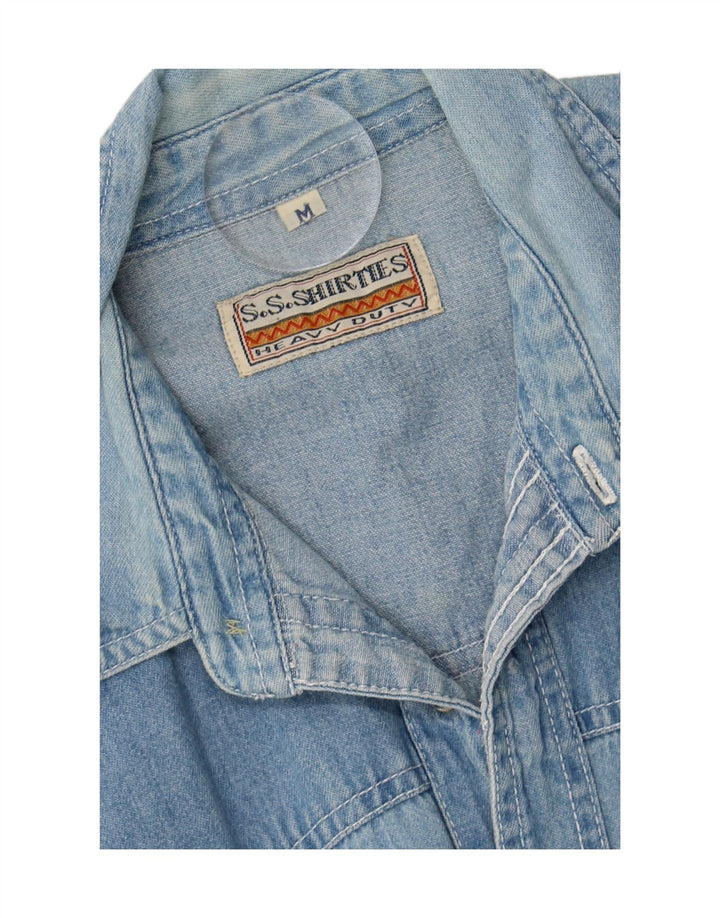 S.S.SHIRTIES Mens Denim Shirt Medium Blue Cotton