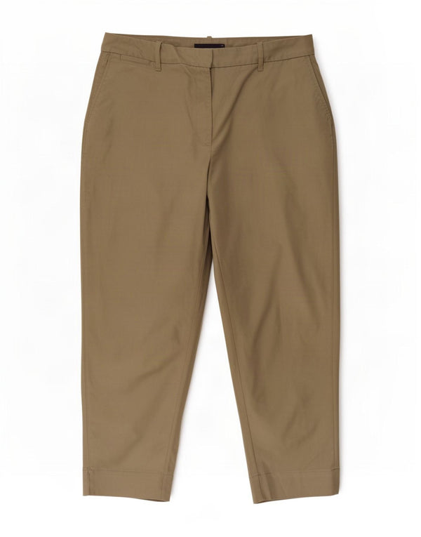 Marks & Spencer Γυναικεία Crop Chino Παντελόνι UK 14 Large W34 L26 Khaki Cotton