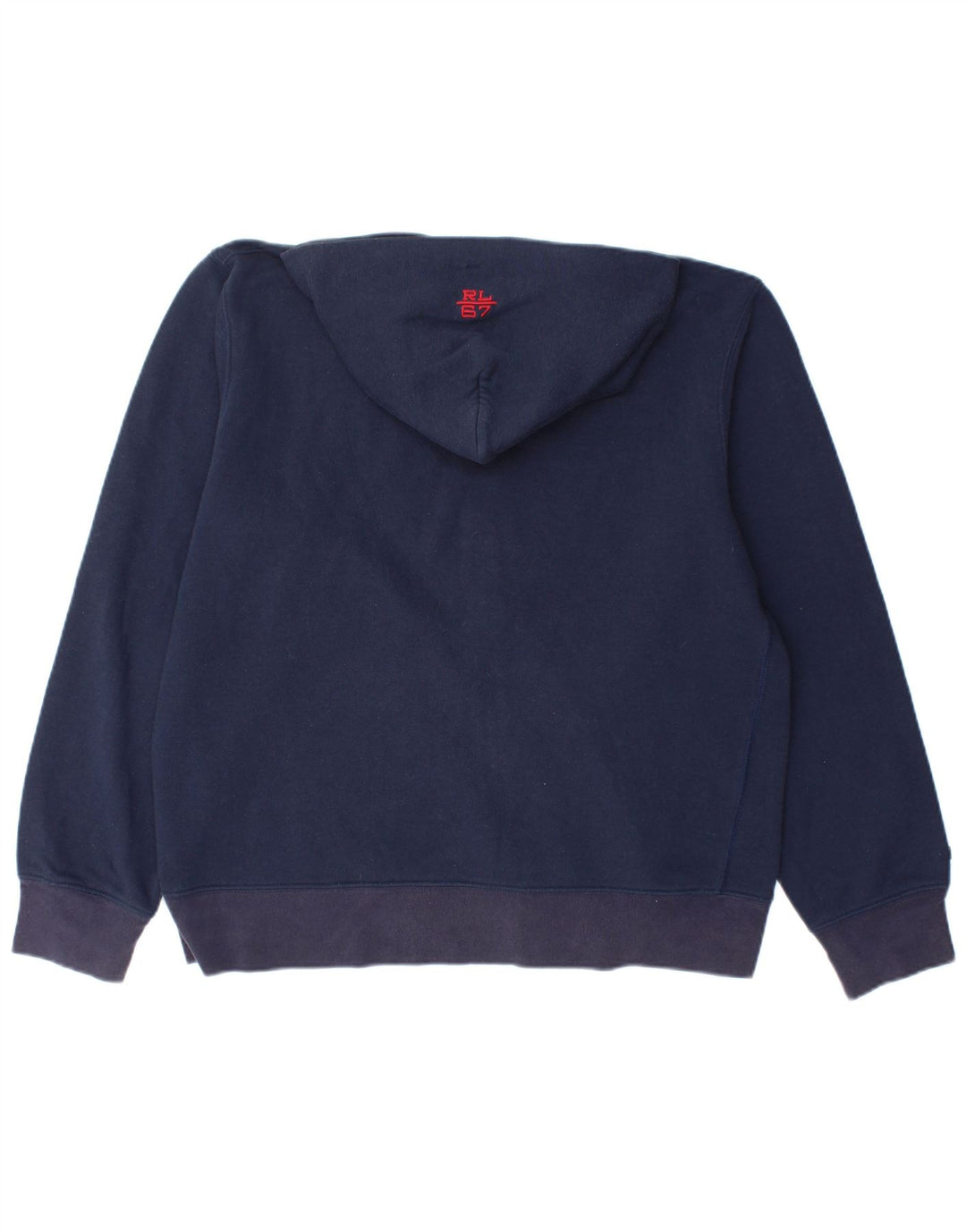 RALPH LAUREN Ανδρικό πουλόβερ με κουκούλα με φερμουάρ, γραφικό, μεσαίο μπλε ναυτικό