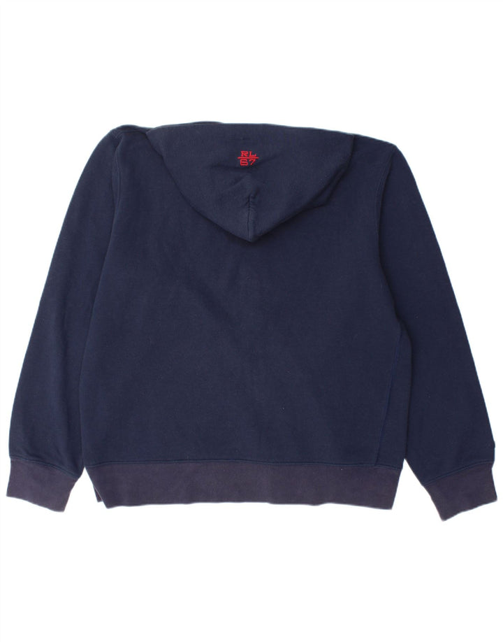 RALPH LAUREN Ανδρικό πουλόβερ με κουκούλα με φερμουάρ, γραφικό, μεσαίο μπλε ναυτικό