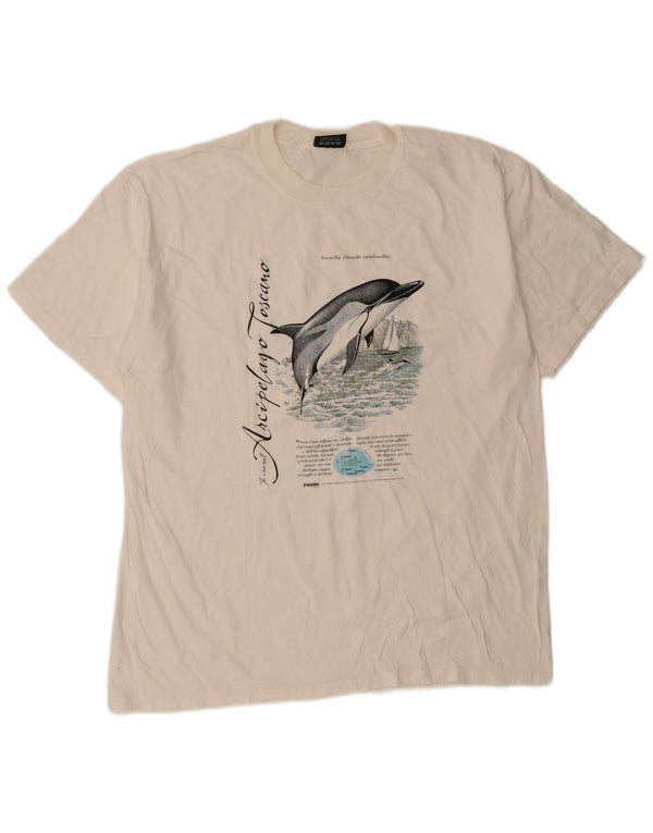 Vintage Ανδρικό γραφικό T-Shirt Top XL Λευκό βαμβακερό