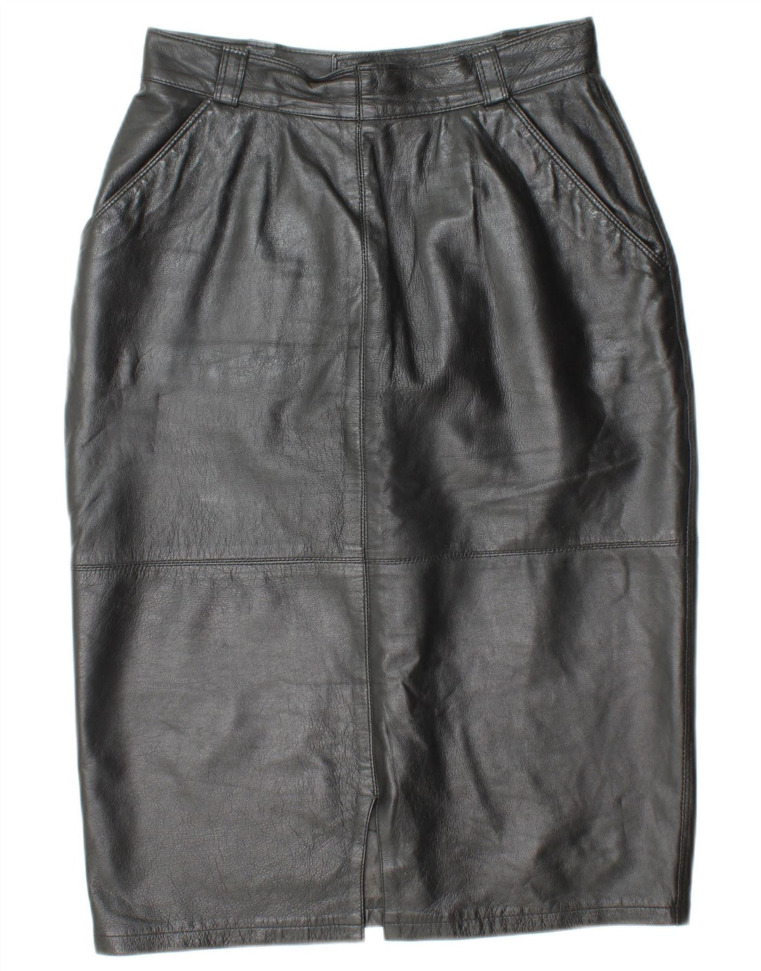 VINTAGE Γυναικεία Ψηλόμεση Δερμάτινη Φούστα IT 44 Medium W26 Μαύρη Δερμάτινη