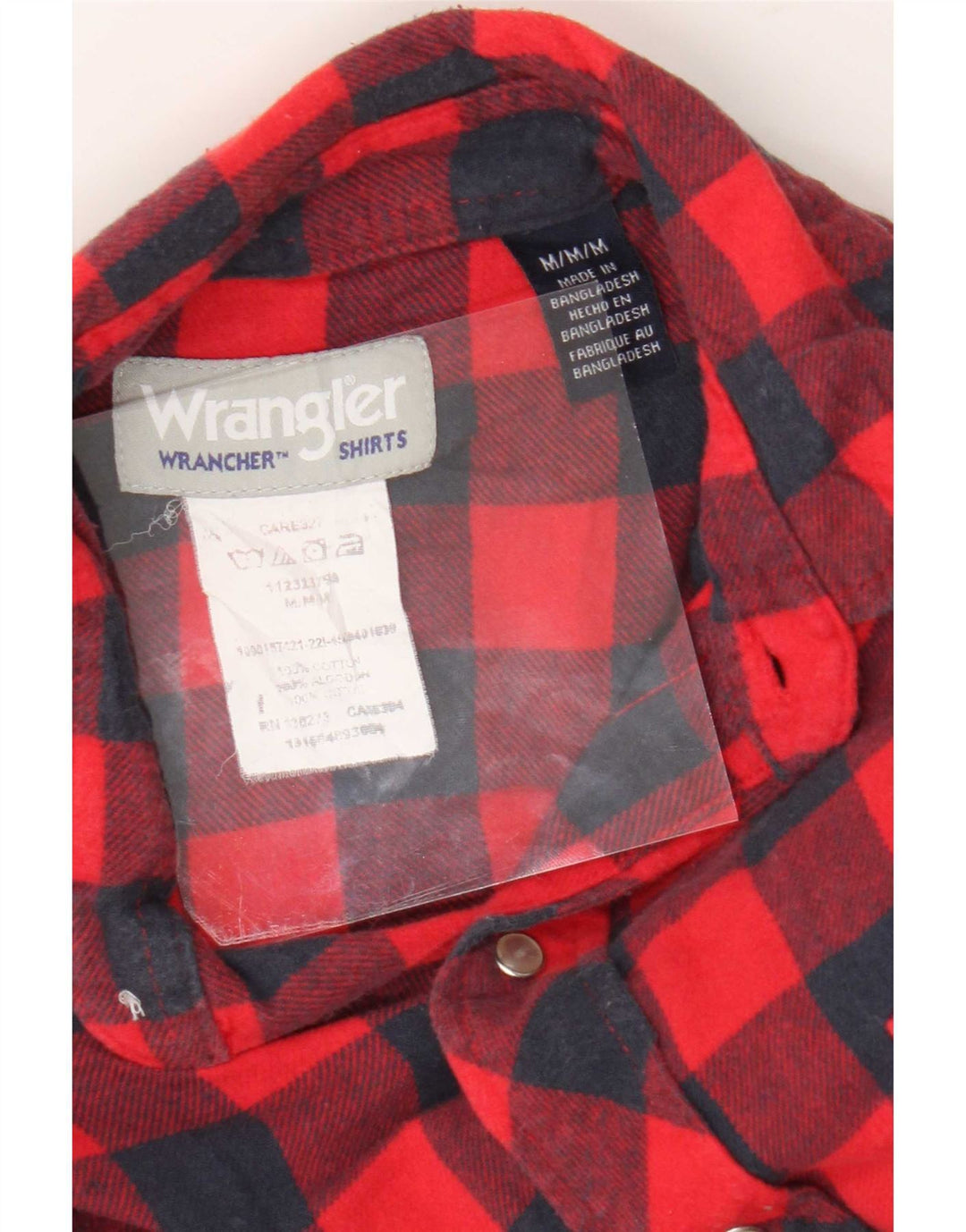 Ανδρικό φανελένιο πουκάμισο Wrangler, μεσαίο κόκκινο βαμβακερό Gingham