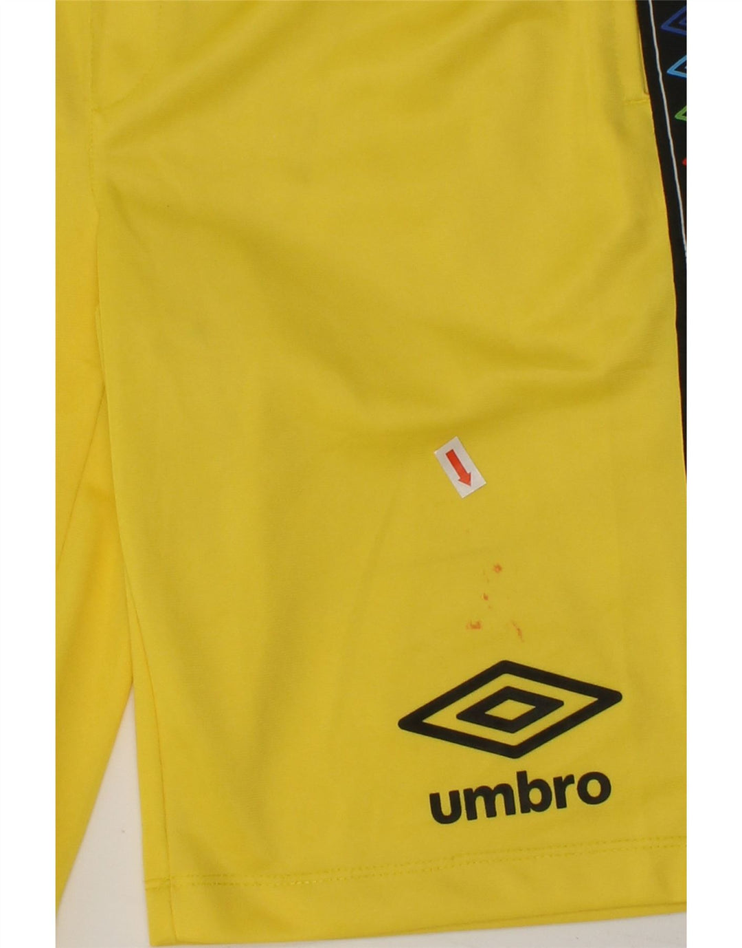 UMBRO Boys Graphic Sport Shorts 11-12 Years Large  Yellow Polyester | Vintage Umbro | Thrift | Second-Hand Umbro | Used Clothing | Messina Hembry 