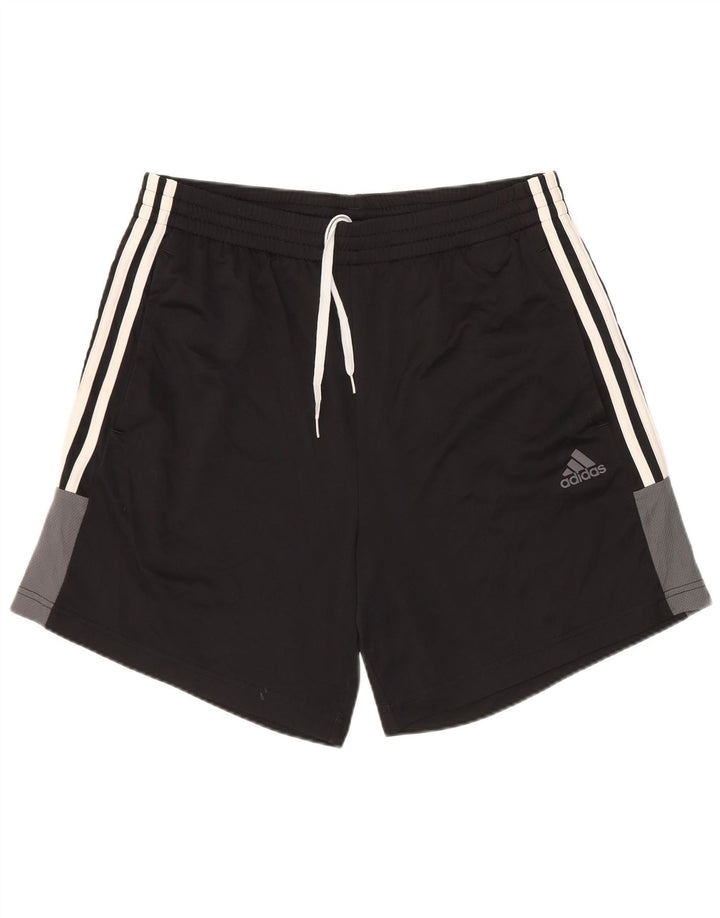 Ανδρικό αθλητικό σορτς Adidas, μεσαίο μαύρο πολυεστερικό αθλητικό