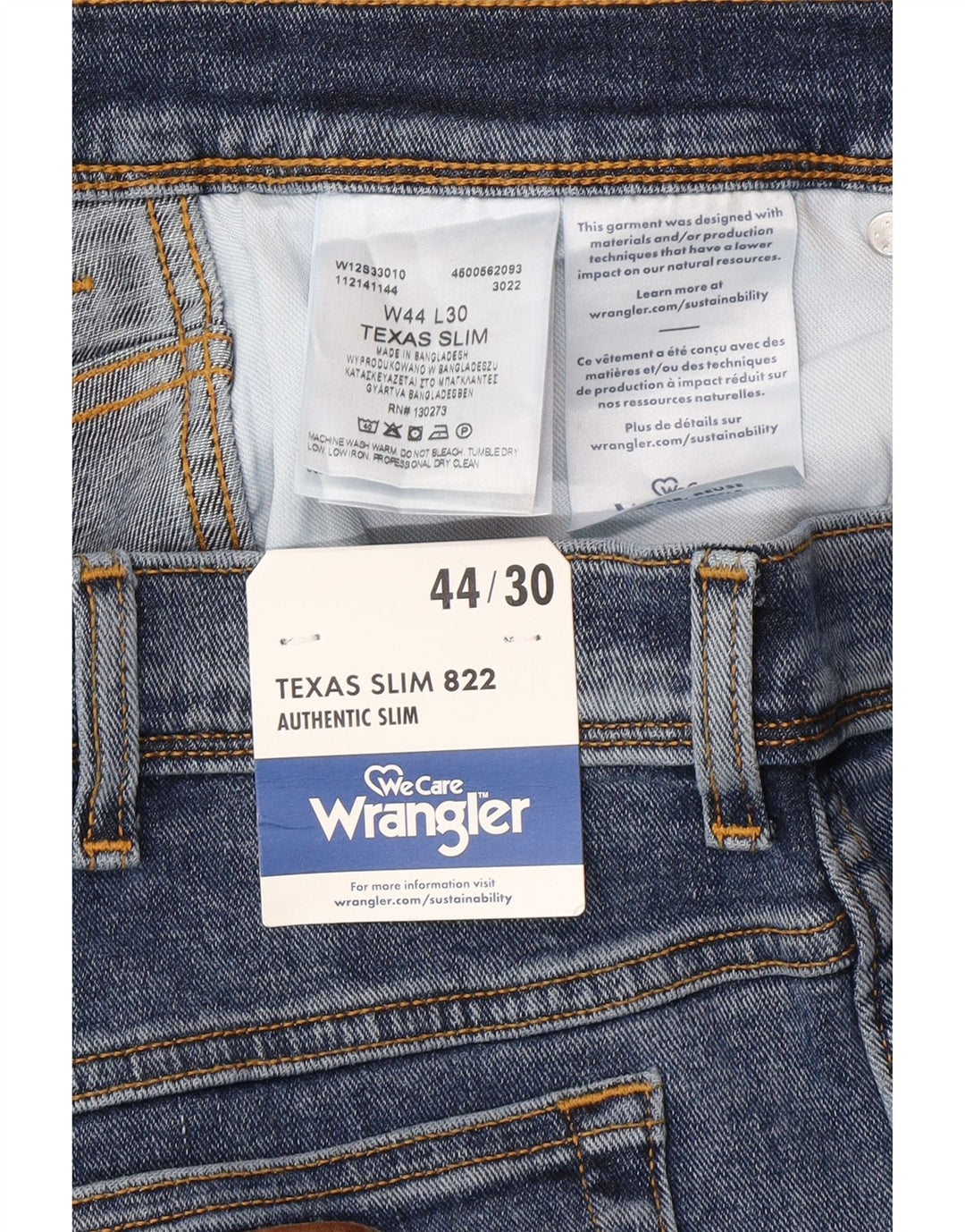 WRANGLER Ανδρικό Texas Slim Jeans W44 L30 Blue Cotton