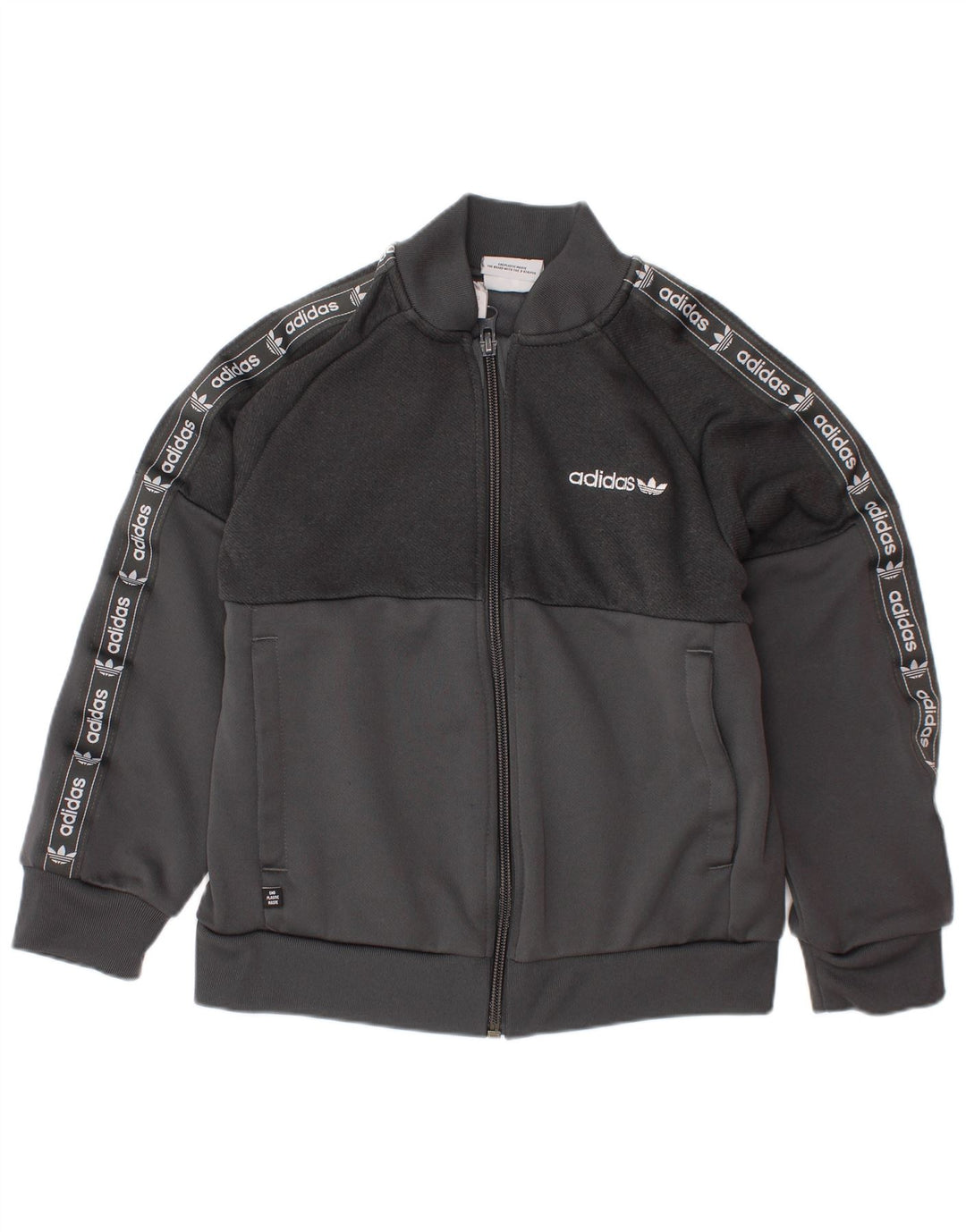 ADIDAS Boys Graphic αθλητική φόρμα Top Jacket 6-7 Years Grey Polyester