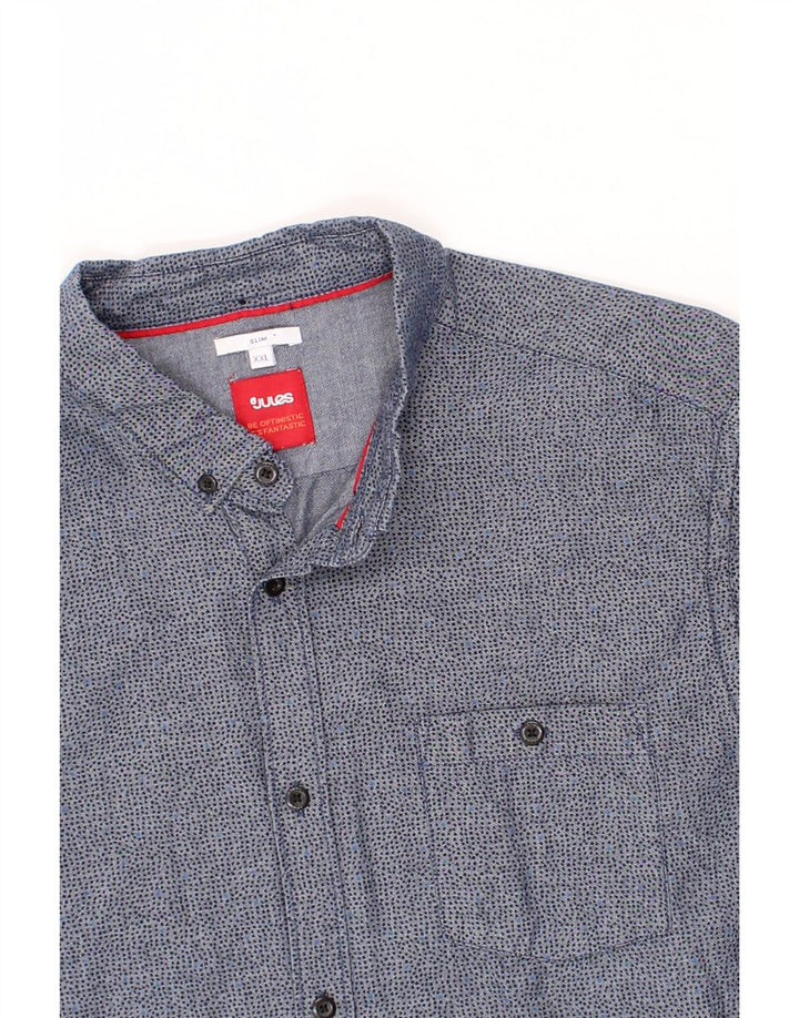 JULES Mens Shirt 2XL Navy Blue Spotted Vintage Jules and Second-Hand Jules from Messina Hembry 
