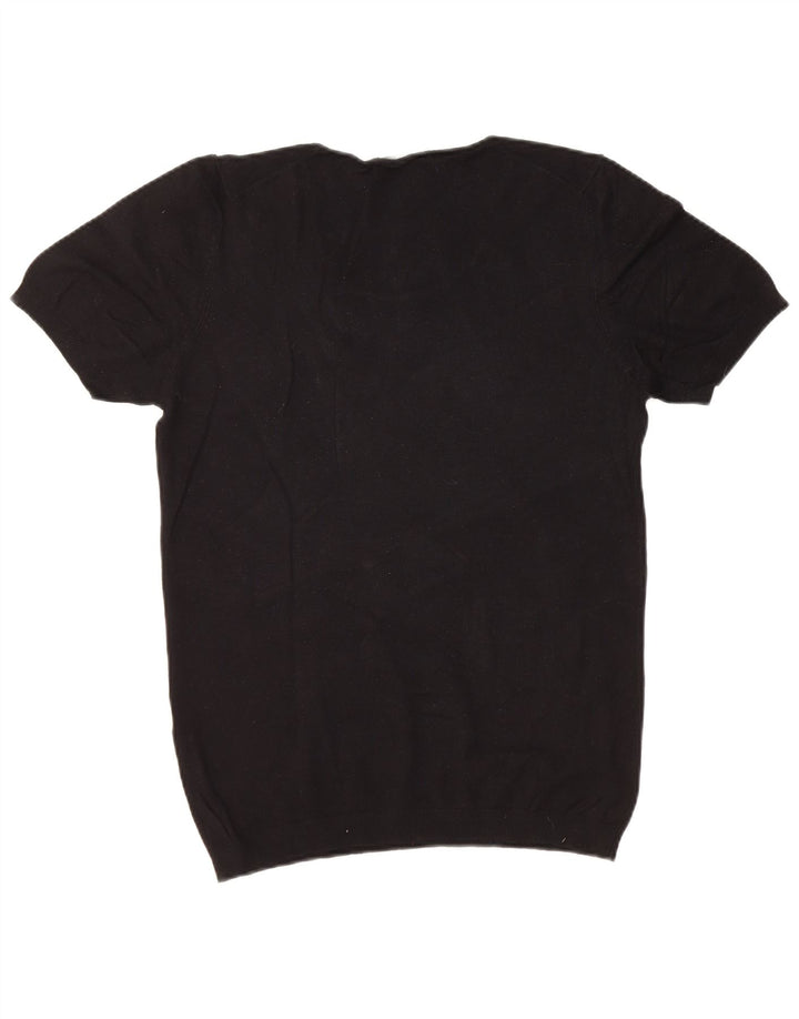 Ανδρικό κοντομάνικο ZARA πουλόβερ με λαιμόκαυστο μεσαίο μαύρο