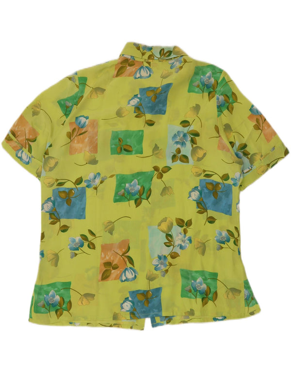 Γυναικεία CHERIE See Through Through κοντομάνικο πουκάμισο μπλούζα IT 48 XL Πράσινη φλοράλ