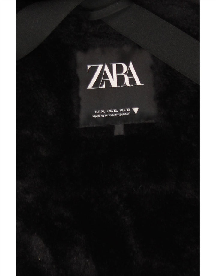 Zara Γυναικείο μπουφάν Parka με κουκούλα UK 18 XL Μαύρο Πολυεστέρας