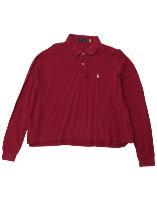 POLO RALPH LAUREN Γυναικείο υπερμεγέθη Crop μπλουζάκι πόλο UK 10 Small Pink