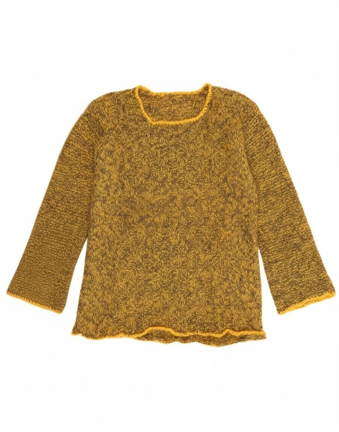 Vintage γυναικείο πουλόβερ με λαιμό σκάφος UK 10 Small Yellow Flecked