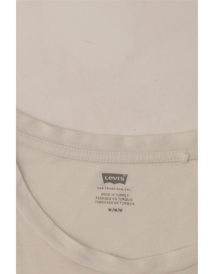 LEVI'S Womens Graphic T-Shirt Top UK 12 Medium White Cotton Vintage Levi's and Second-Hand Levi's from Messina Hembry 