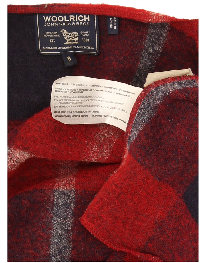 Woolrich Γυναικεία ζακέτα Longline UK 10 Μικρό κόκκινο καρό μαλλί