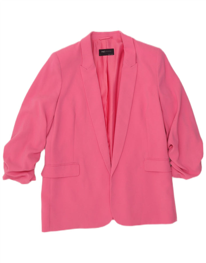 Marks & Spencer Γυναικείο μπουφάν 3/4 μανίκι ανοιχτό μπλέιζερ UK 12 Medium Pink