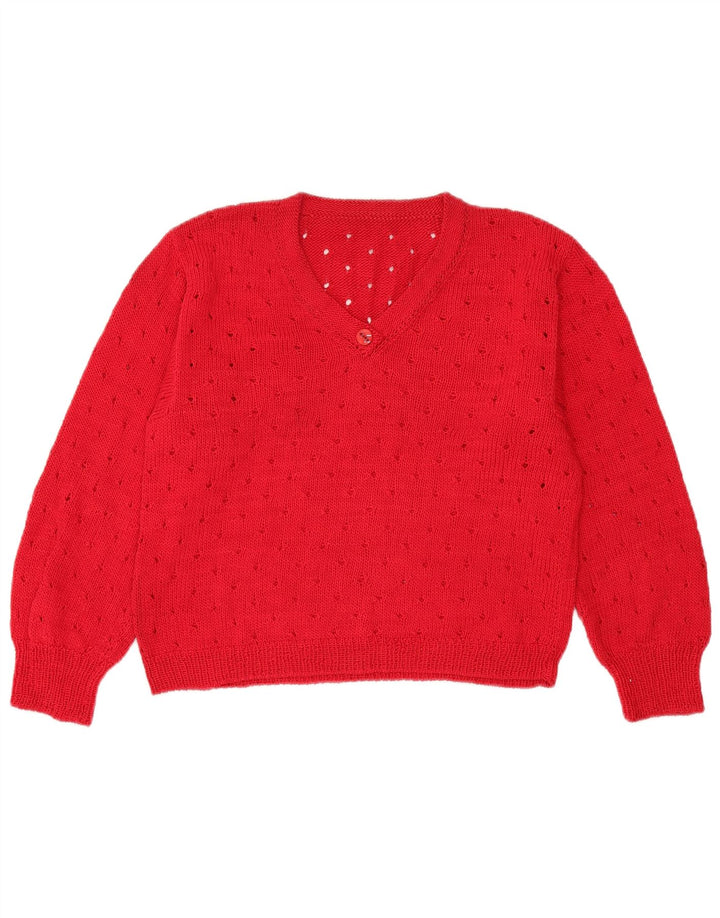 Vintage γυναικείο πουλόβερ με λαιμόκοψη Vintage UK 12 Medium Red