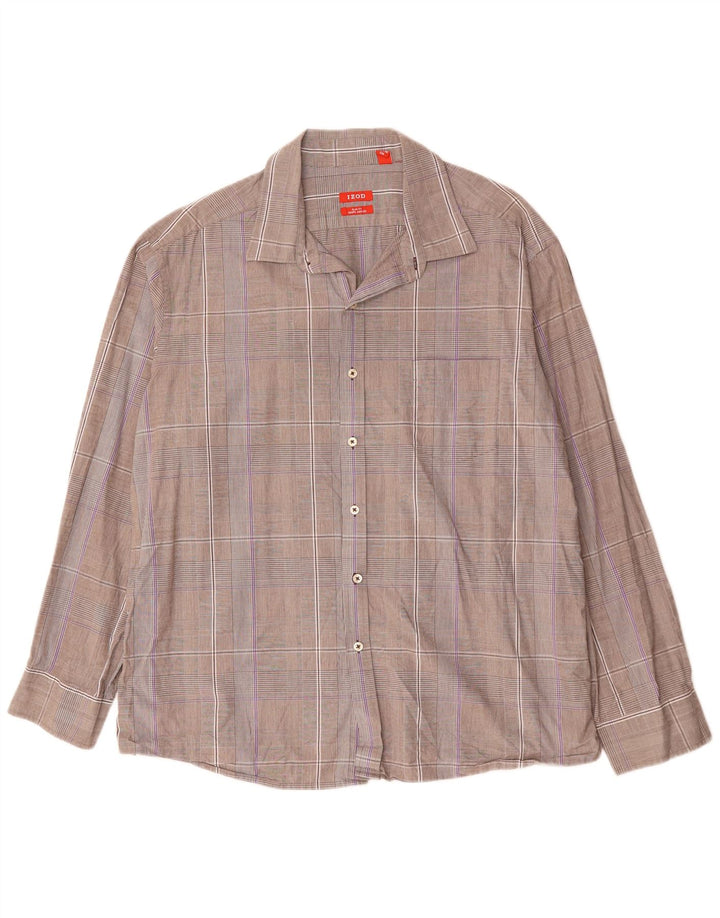 Ανδρικό πουκάμισο IZOD Slim Fit 2XL Γκρι καρό βαμβακερό