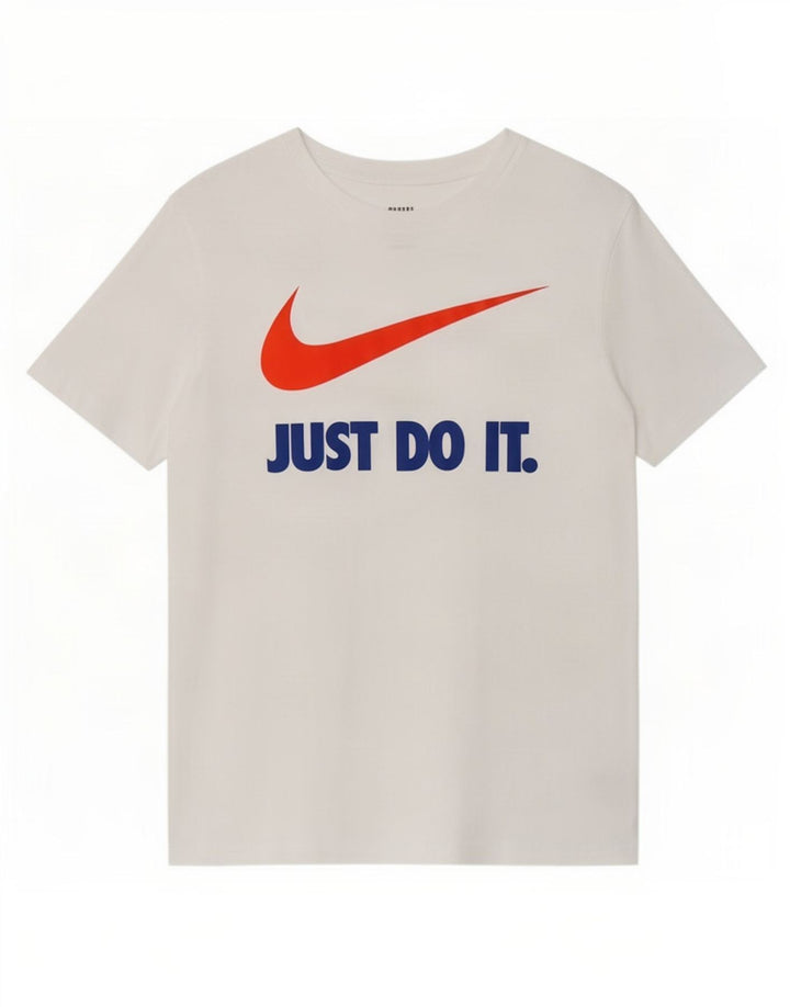 Ανδρικό γραφικό μπλουζάκι Nike, μεσαίο λευκό βαμβακερό
