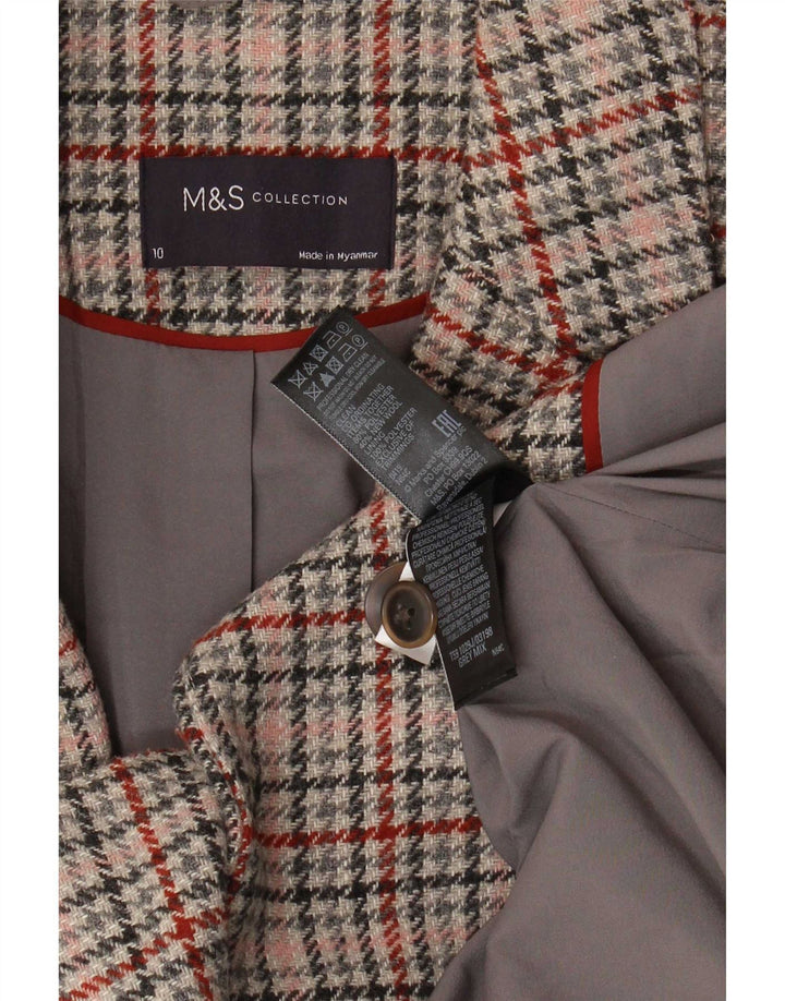 Marks & Spencer Γυναικείο μπουφάν blazer UK 10 Small Grey Houndstooth