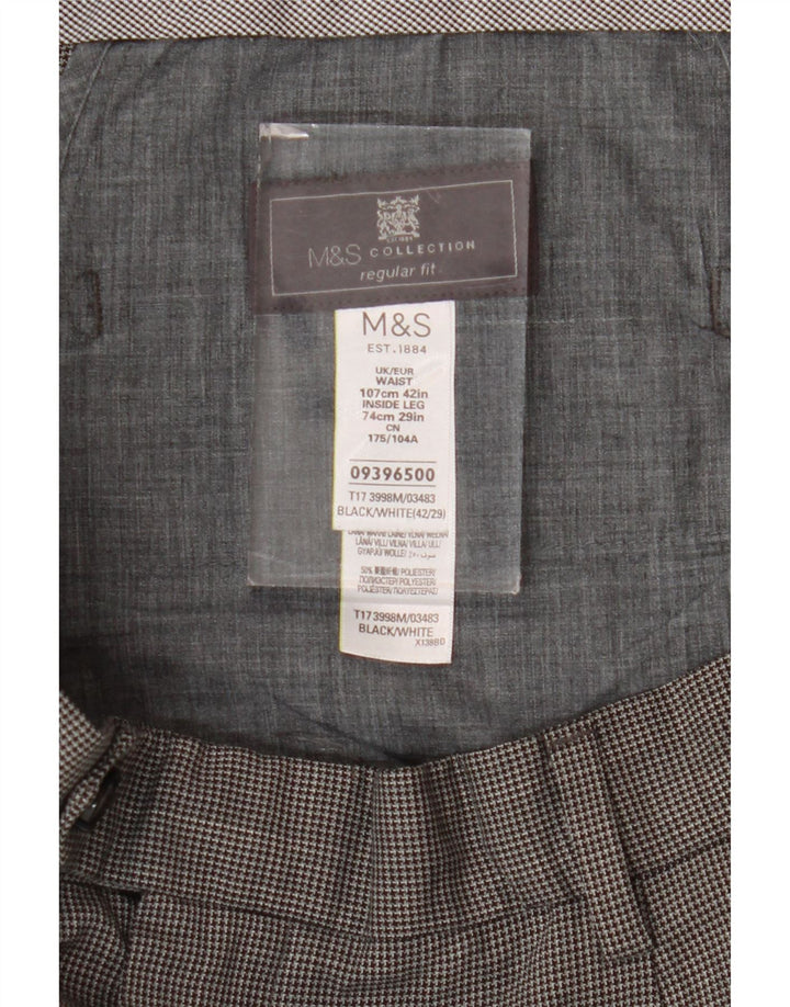 Marks & Spencer Ανδρικό παντελόνι με κανονική εφαρμογή W42 L29 Μαύρο Houndstooth