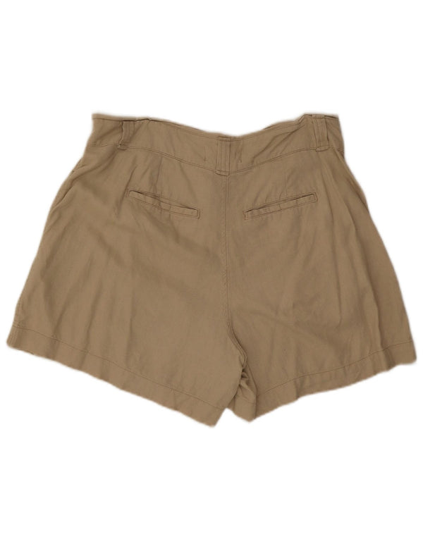Fat Face Womens High Waist Pegged Chino Shorts UK 12 Medium W34 Beige Linen